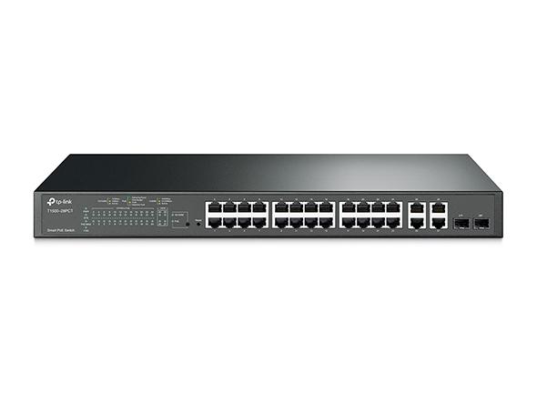 T1500-28PCT | JetStream 24-Port 10/100Mbps + 4-Port Gigabit Smart PoE+ Switch