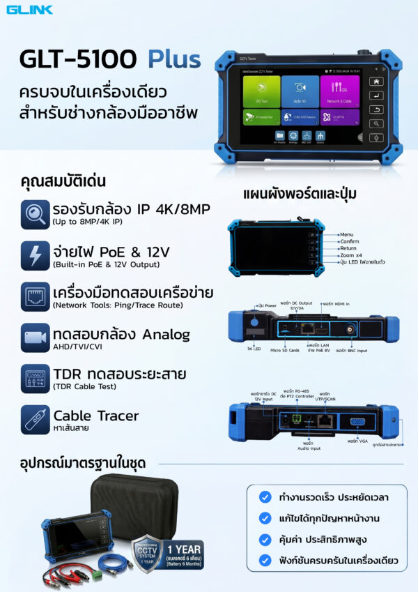SPEC_GLT-5100 GLT-5100 PLUS Professional CCTV Tester